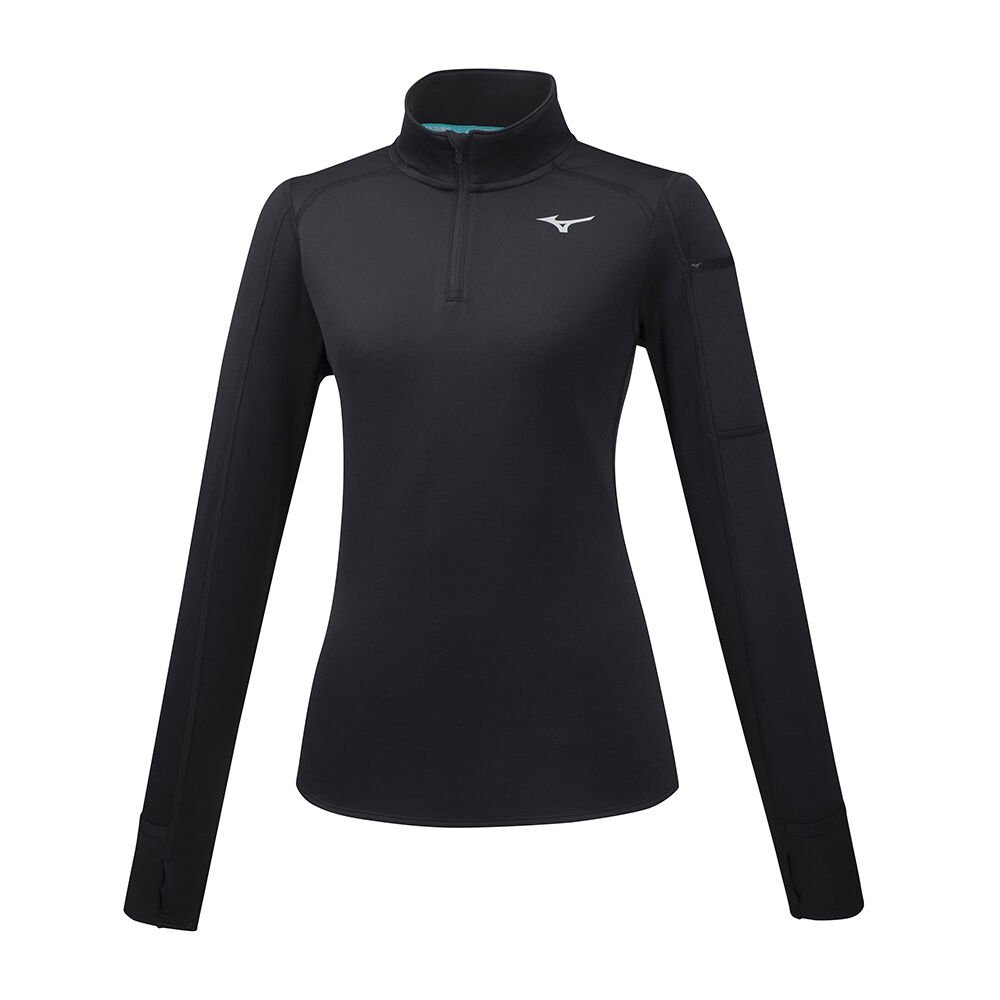 Blusa Mizuno Running Vortex Warmalite HZ - Mulher - Pretas - YFHDB4917